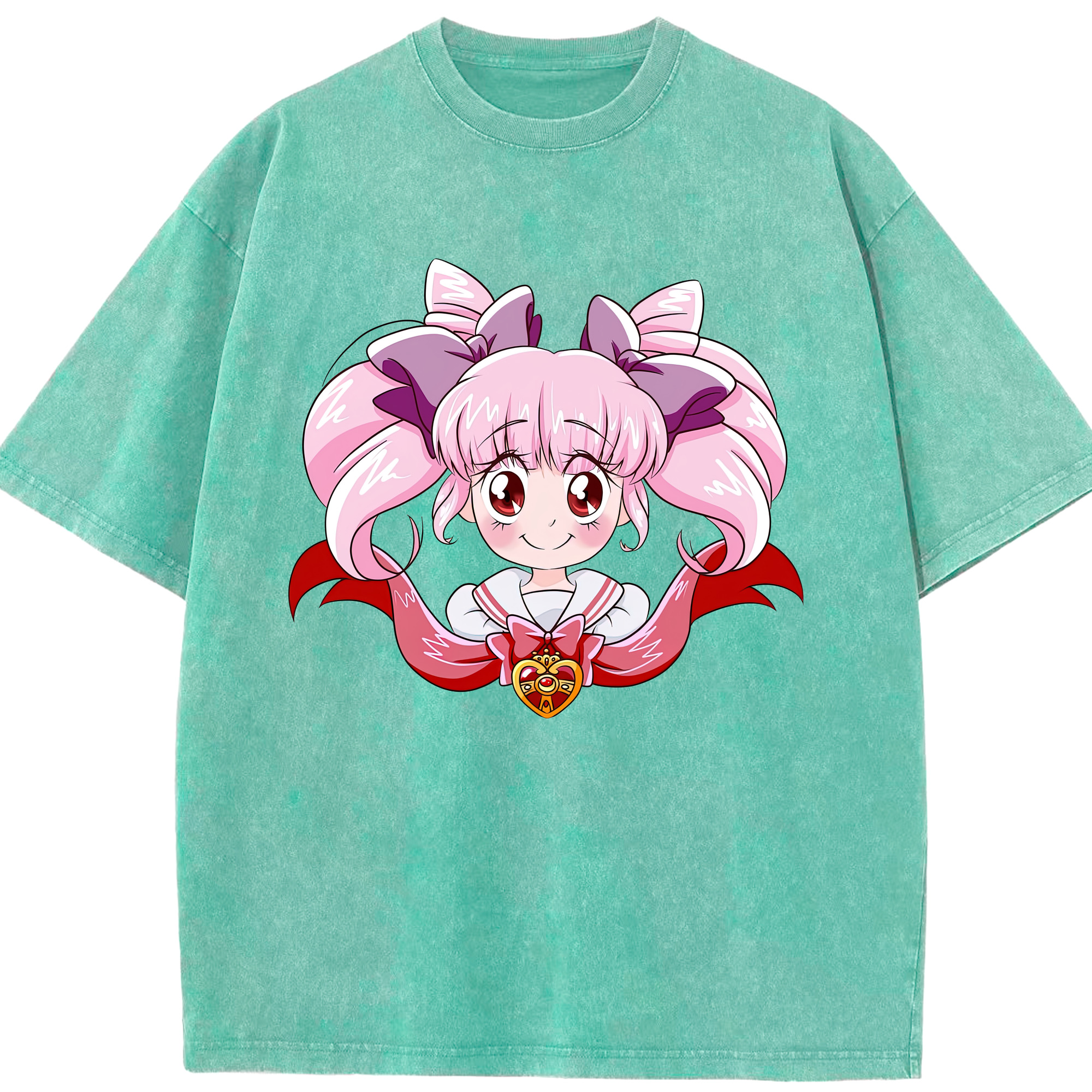 （画像用） 美少女戦士セーラームーン ちびうさ Sailor Moon Chibiusa Tsukino Usagi Small Lady Serenity 綿100% ヴィンテージ風 半袖Tシャツ（フロントプリント）